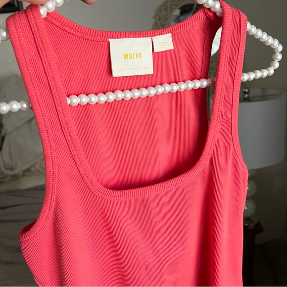 Anthropologie Maeve Racerback Ribbed Coral Tank - Picture 8 of 9